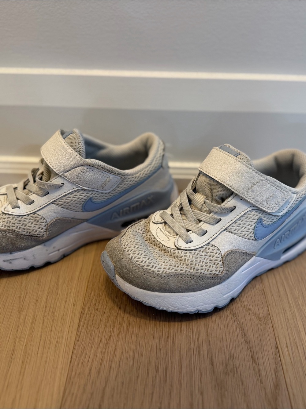 Nike Kids White and Light Blue Air Max Sneakers